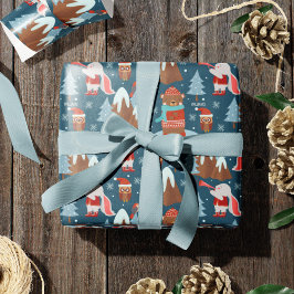 Cute Animal Mönster med Namn Blue jul Presentpapper