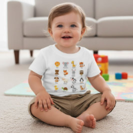 Cute Animal Name ABC Educational Toddler Infant Te T Shirt