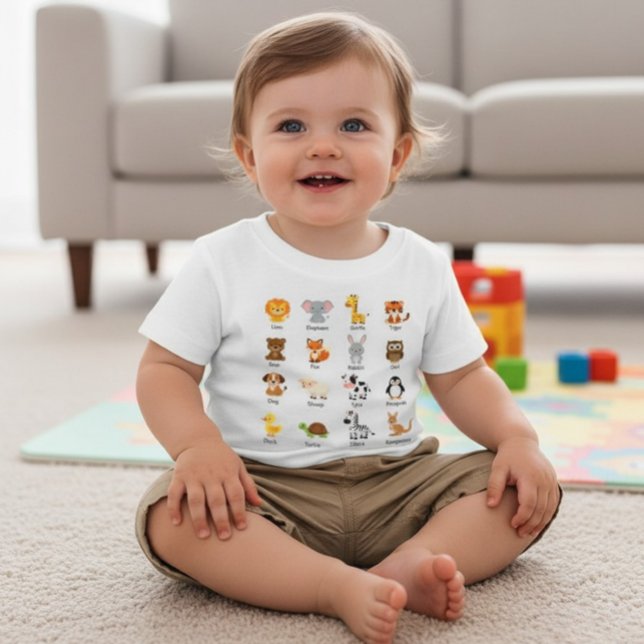 Cute Animal Name ABC Educational Toddler Infant Te T Shirt (Skapare uppladdad)