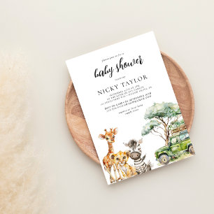 Cute Animal Nursery Safari Baby Shower Inbjudningar