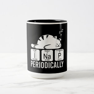 Cute Animal Periodic Bord Funny Chemistry Cat Två-Tonad Mugg