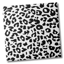 Cute Animal Print Mönster Black White Leopard Kakelplatta