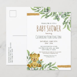Cute Animal Safari Jungle Lejon Baby Shower Invita Vykort