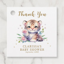 Cute Animal Tiger Stars White Baby Shower
