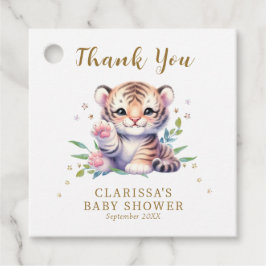 Cute Animal Tiger Stars White Baby Shower Gåvor Etiketter