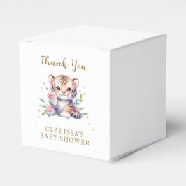 Cute Animal Tiger Stars White Baby Shower Presentaskar