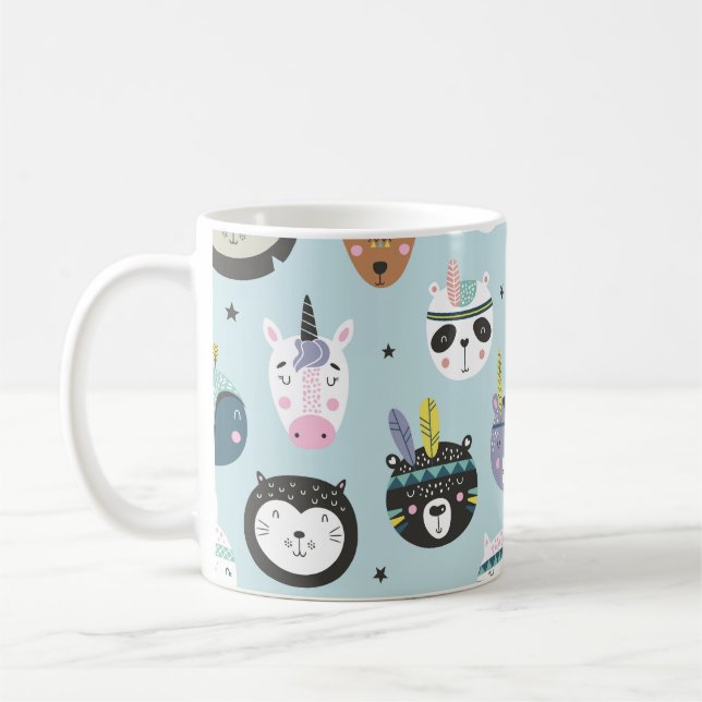 Cute Animal Tribal: Boho Mönster Kaffemugg (Vänster)