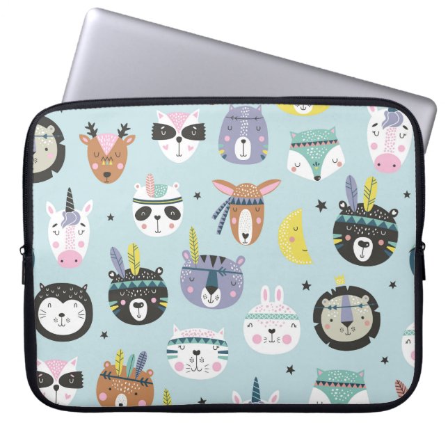 Cute Animal Tribal: Boho Mönster Laptop Fodral (Framsidan)