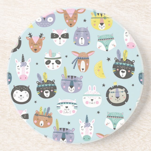 Cute Animal Tribal: Boho Mönster Underlägg (Framsidan)