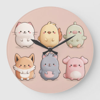 Cute Animal Wall Clock – Adorable Cartoon Animal W Stor Klocka