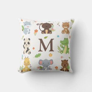 Cute Animal Zoo Wildlife Kids Initial Kudde