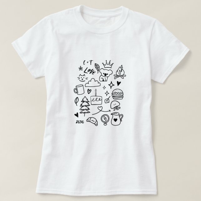 Cute Animals and Objects Graphic T-Shirt (Design framsida)