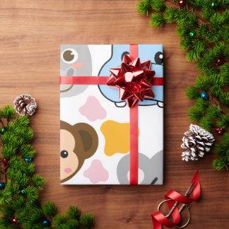 Cute Animals Ansikte Presentpapper