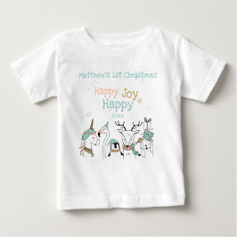 Cute Animals Baby 1:a jul Lycklig Joy Lycklig T Shirt