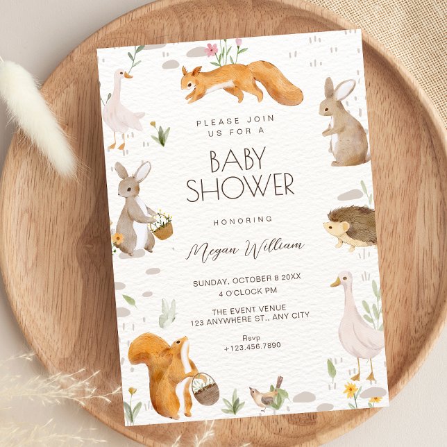Cute animals baby shower inbjudningar (Skapare uppladdad)