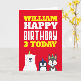 Cute Animals barn i alla åldrar, rödfödelsedagskor Kort