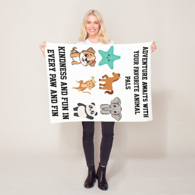Cute animals blanket for kids fleecefilt (På plats)