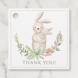Cute Animals Bunny Rosa Baby Shower Tack Gåvor Etiketter