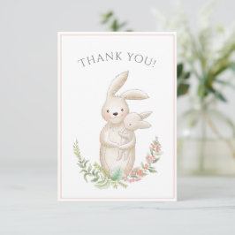Cute Animals Bunny Rosa Baby Shower Tack Kort