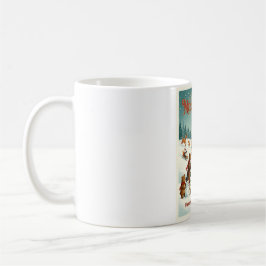 Cute Animals Celebrating Christmas in Snow Kaffemugg