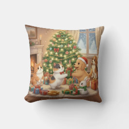 Cute Animals Christmas Pattern Exchanging Gifts  Kudde