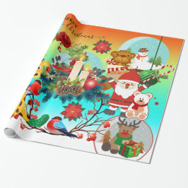 Cute Animals Färgfull julinsvällning Papper Presentpapper