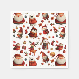 Cute Animals Festive Julafton Mönster Kids' Birtha Pappersservett