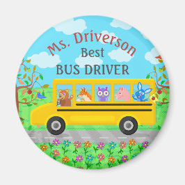 Cute Animals för drivrutin i Skola Buss | PERSONLI Magnet