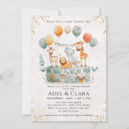 Cute Animals Gender Reveal Invitation Inbjudningar