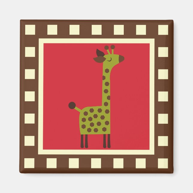 Cute Animals Giraffe Magnet (Framsidan)