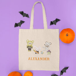 Cute Animals Halloween Kids Bus eller godis Tygkasse
