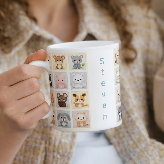 Cute Animals I Kids Custom Name Coffee Mugg (Skapare uppladdad)
