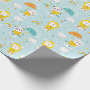 Cute Animals i regnet Presentpapper