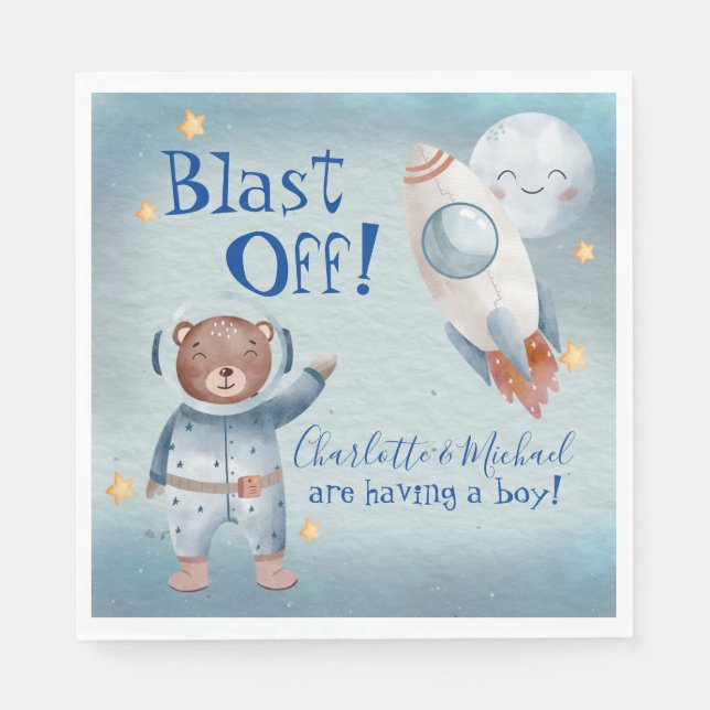 Cute Animals i tema Rymden Pojke Pappersservett (Framsidan)