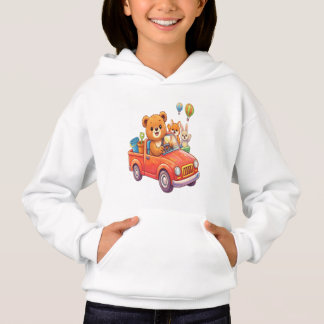Cute Animals in a Red Truck: Bear, Fox, and Bunny  T Shirt