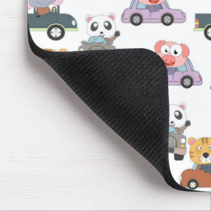Cute Animals in Cars Mönster Musmatta