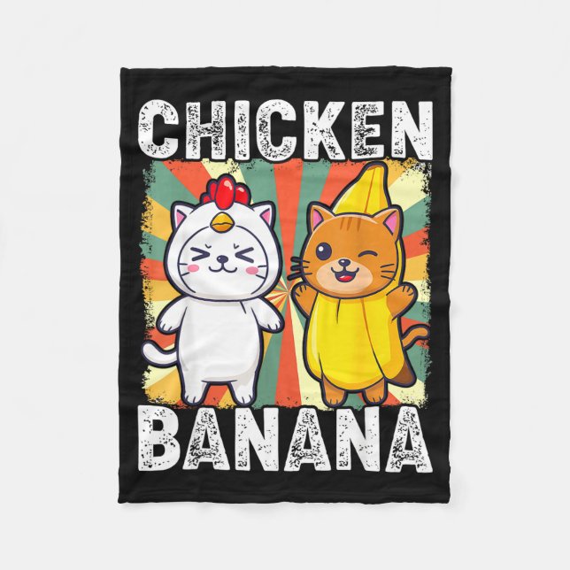 Cute Animals In Chicken And Banana Costumes Kawaii Fleecefilt (Framsidan)