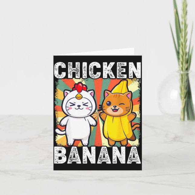 Cute Animals In Chicken And Banana Costumes Kawaii Kort (Framsida)