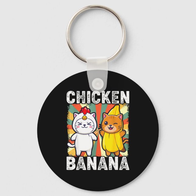 Cute Animals In Chicken And Banana Costumes Kawaii Nyckelring (Framsida)
