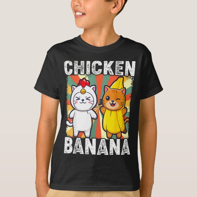 Cute Animals In Chicken And Banana Costumes Kawaii T Shirt (Framsida)