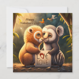 Cute animals in kärlek card