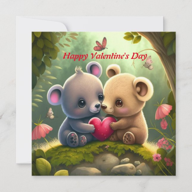 Cute animals in kärlek card kort (Framsida)