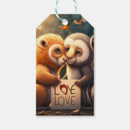 Cute animals in kärlek card presentetikett