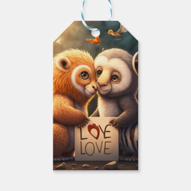 Cute animals in kärlek card presentetikett (Framsidan)