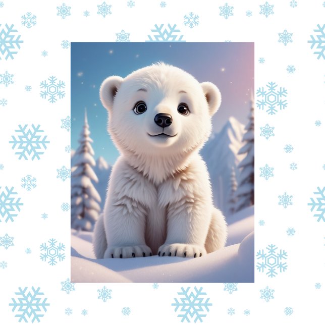 Cute animals, inter, Polar Bear, Postcross Vykort (Skapare uppladdad)