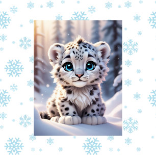 Cute animals, inter, Snö Leopard, Postcross Vykort
