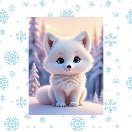 Cute animals, inter, White Fox, Postcross Vykort