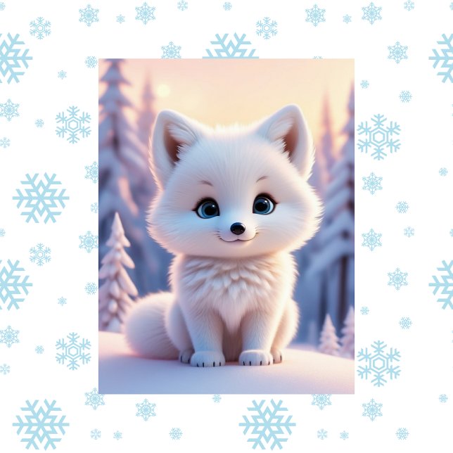 Cute animals, inter, White Fox, Postcross Vykort (Skapare uppladdad)