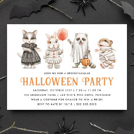 Cute Animals Kids Halloween Costume Party Inbjudningar