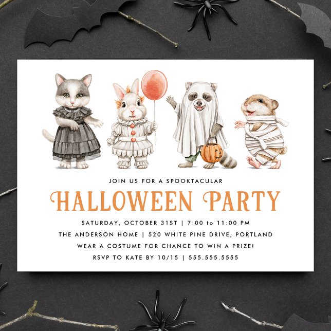 Cute Animals Kids Halloween Costume Party Inbjudningar (Skapare uppladdad)